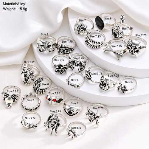 24 Pcs Gothic Unisex Ring Set