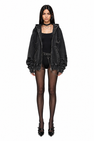 SS26 3/4 Raven Buckle Zip Hoodie