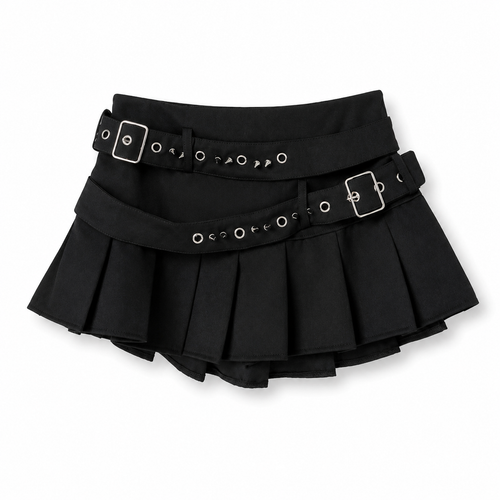 Rivet Belt Mini Skirt