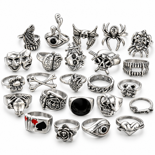 24 Pcs Gothic Unisex Ring Set