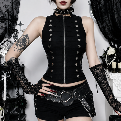 Studded Zip Top