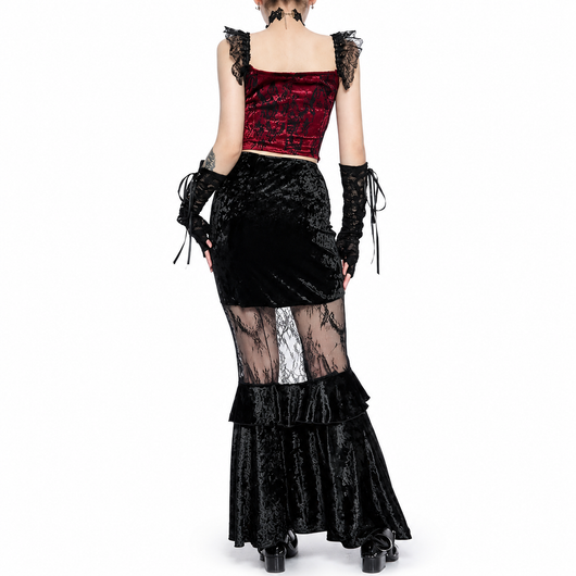 Dark Ruched Gothic Skirt High Waist