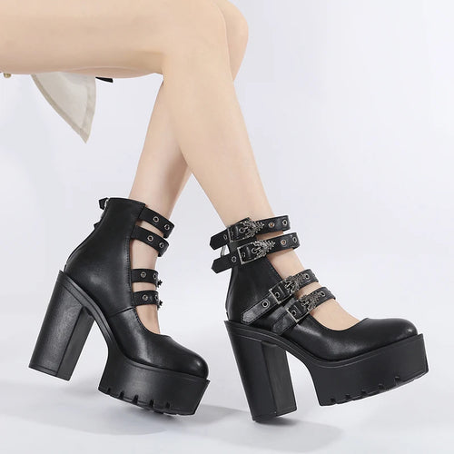 Goth Block Heels