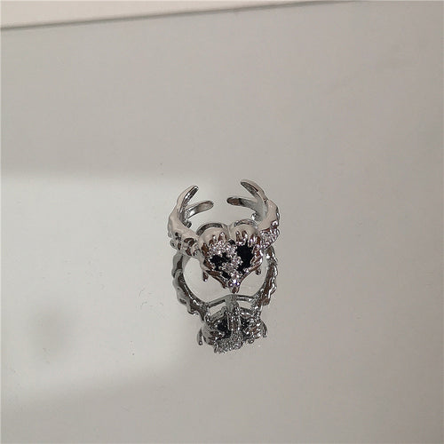 Goth Thorns Black Silver Color Ring