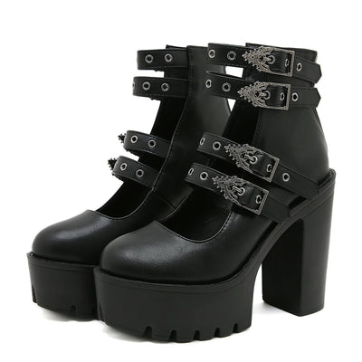 Goth Block Heels