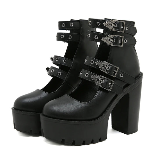Goth Block Heels