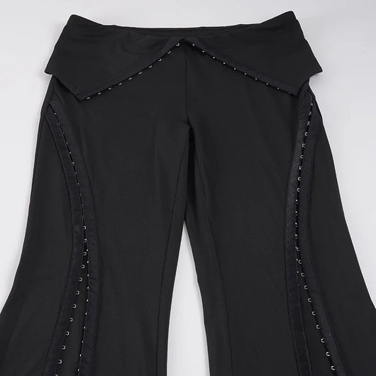 Goth Dark Low Waist Flare Pants