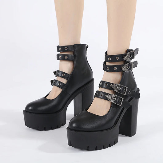 Goth Block Heels
