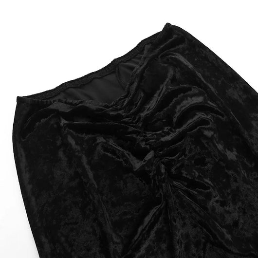 Dark Ruched Gothic Skirt High Waist