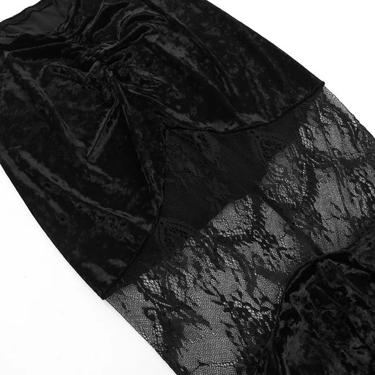 Dark Ruched Gothic Skirt High Waist