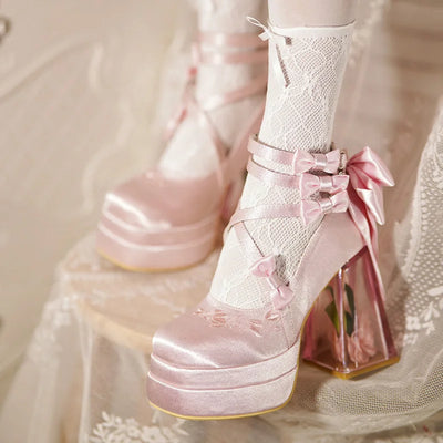 Glass Flower High Heels
