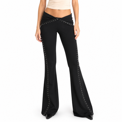 Goth Dark Low Waist Flare Pants