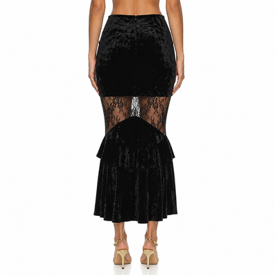 Dark Ruched Gothic Skirt High Waist