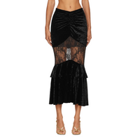 Dark Ruched Gothic Skirt High Waist
